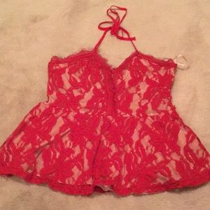 Lace overlay halter